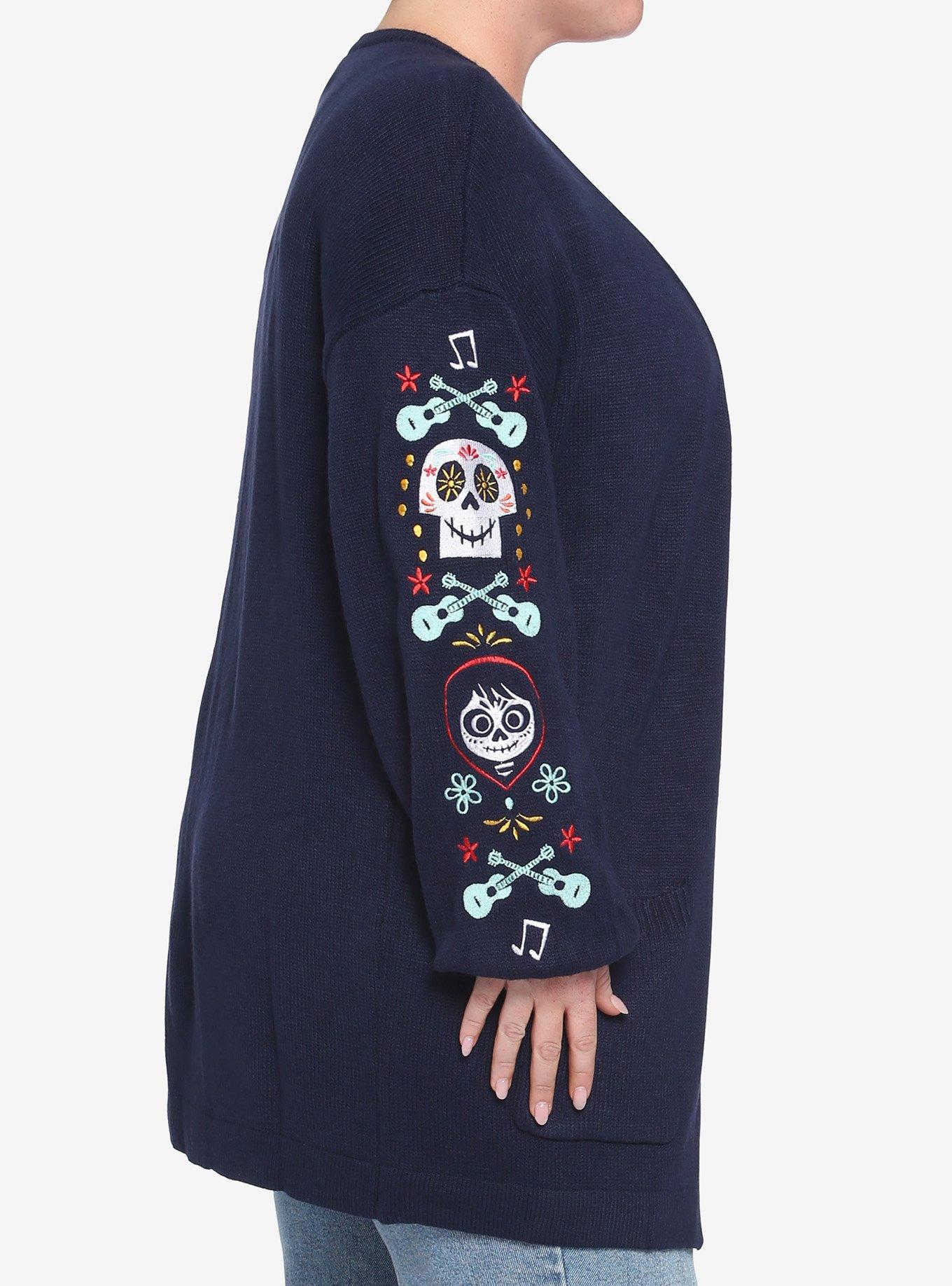 Disney Pixar Coco Embroidered Skulls Open Cardigan Plus Size, MULTI, alternate