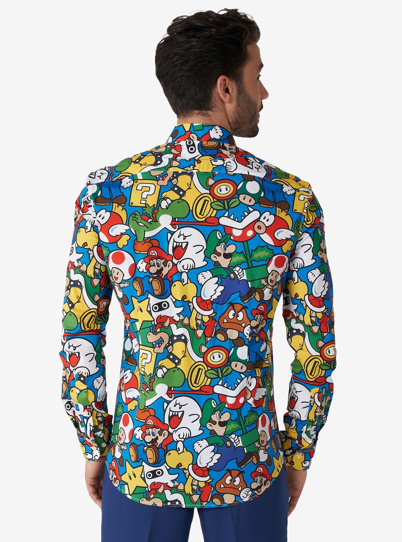 Opposuits Men's Super Mario Bros. Button-Up Shirt, MULTICOLOR, alternate