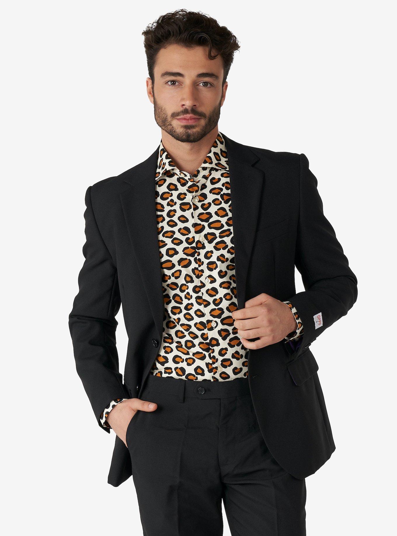 Opposuits Men's The Jag Animal Shirt, BLACK, alternate