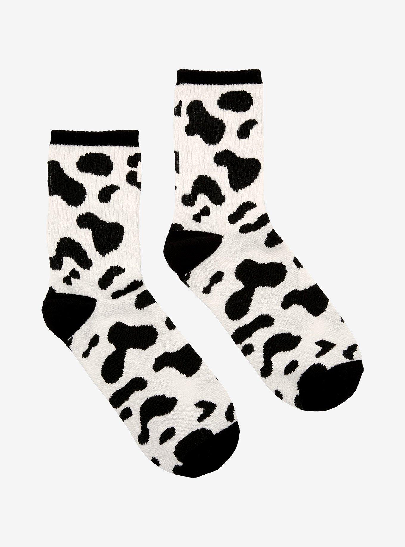 Cow Print Crew Socks, , alternate