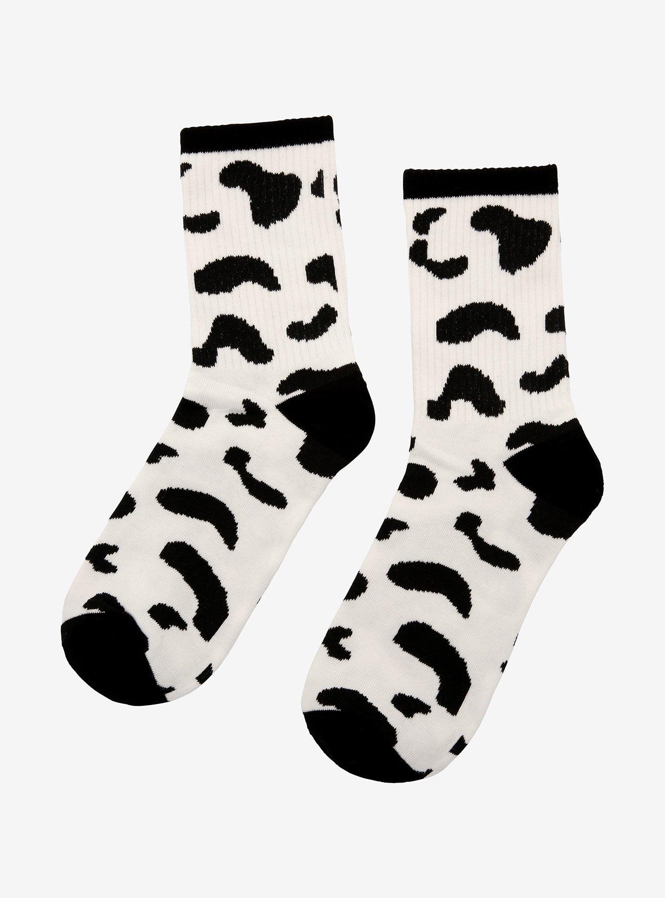 Cow Print Crew Socks, , alternate