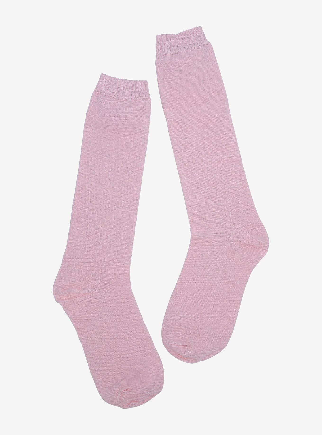 Plush Teddy Pastel Pink Crew Socks, , alternate
