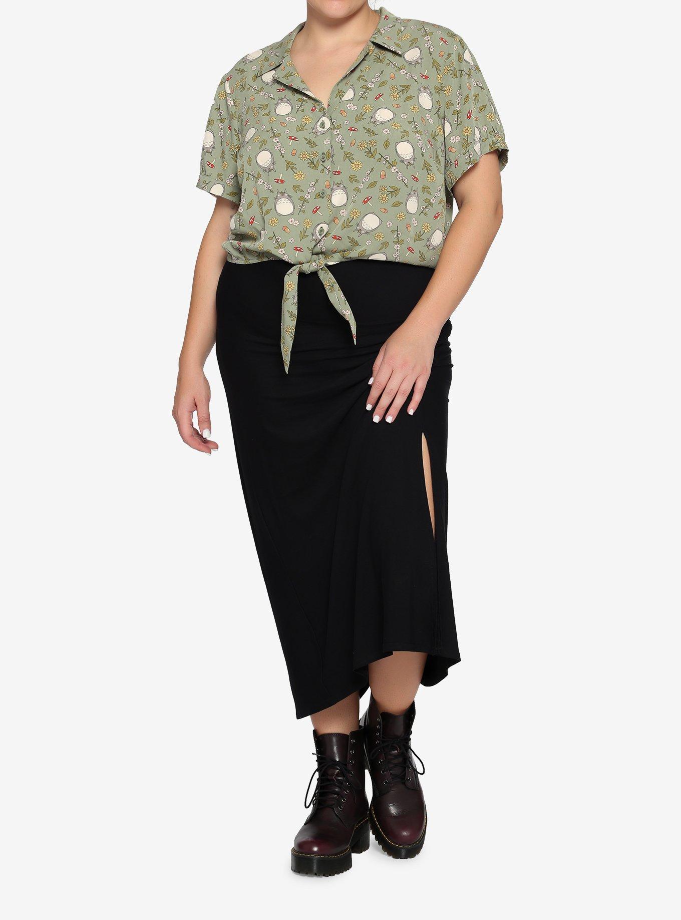 Her Universe Studio Ghibli My Neighbor Totoro Acorn Tie-Front Girls Woven Button-Up Plus Size, , hi-res