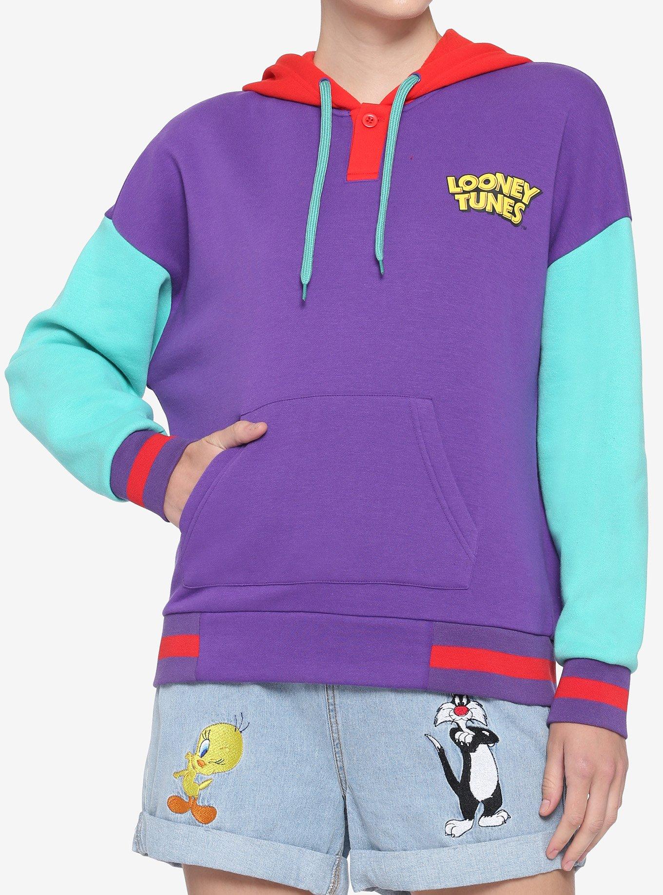 Looney Tunes Color-Block Girls Hoodie, PURPLE, alternate