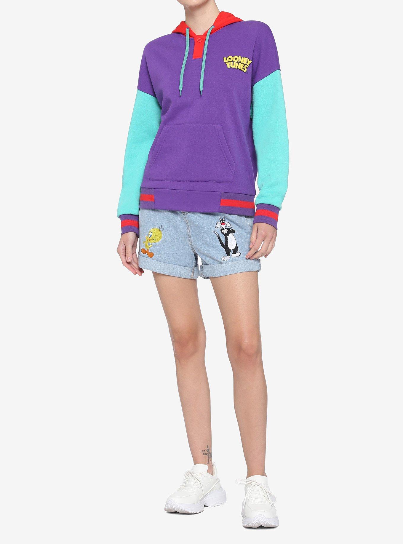 Looney Tunes Color-Block Girls Hoodie, PURPLE, alternate