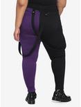 HT Denim Black & Purple Split Suspender Hi-Rise Super Skinny Jeans Plus Size, MULTI, alternate