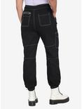 HT Denim Black Contrast Stitch Cargo Jogger Pants, BLACK, alternate