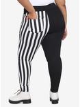 Black & White Stripe Split Leg Skinny Jeans Plus Size, MULTI, alternate