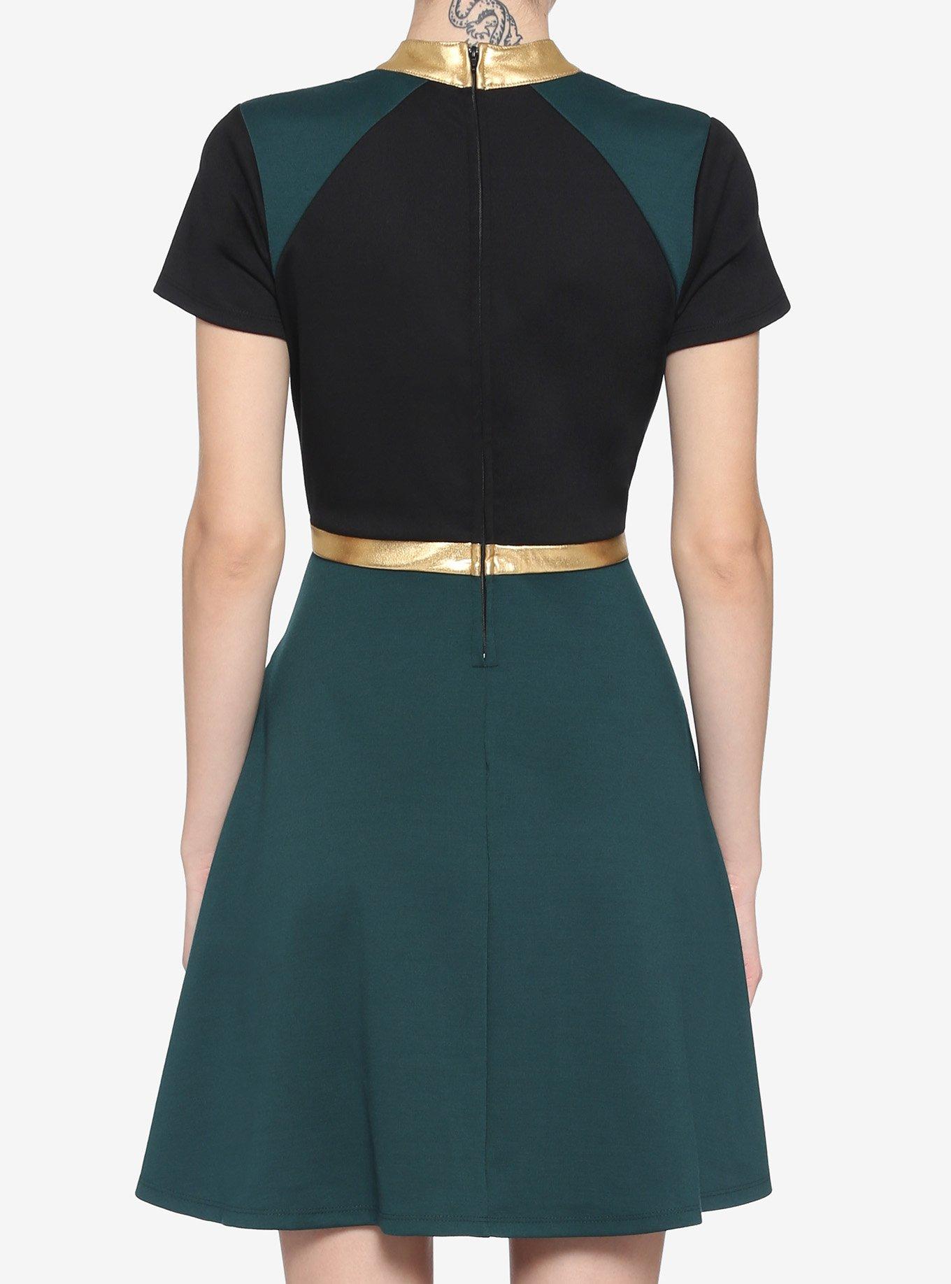 Her Universe Marvel Loki Mock Neck Mesh Inset Panel Dress, MULTI, alternate