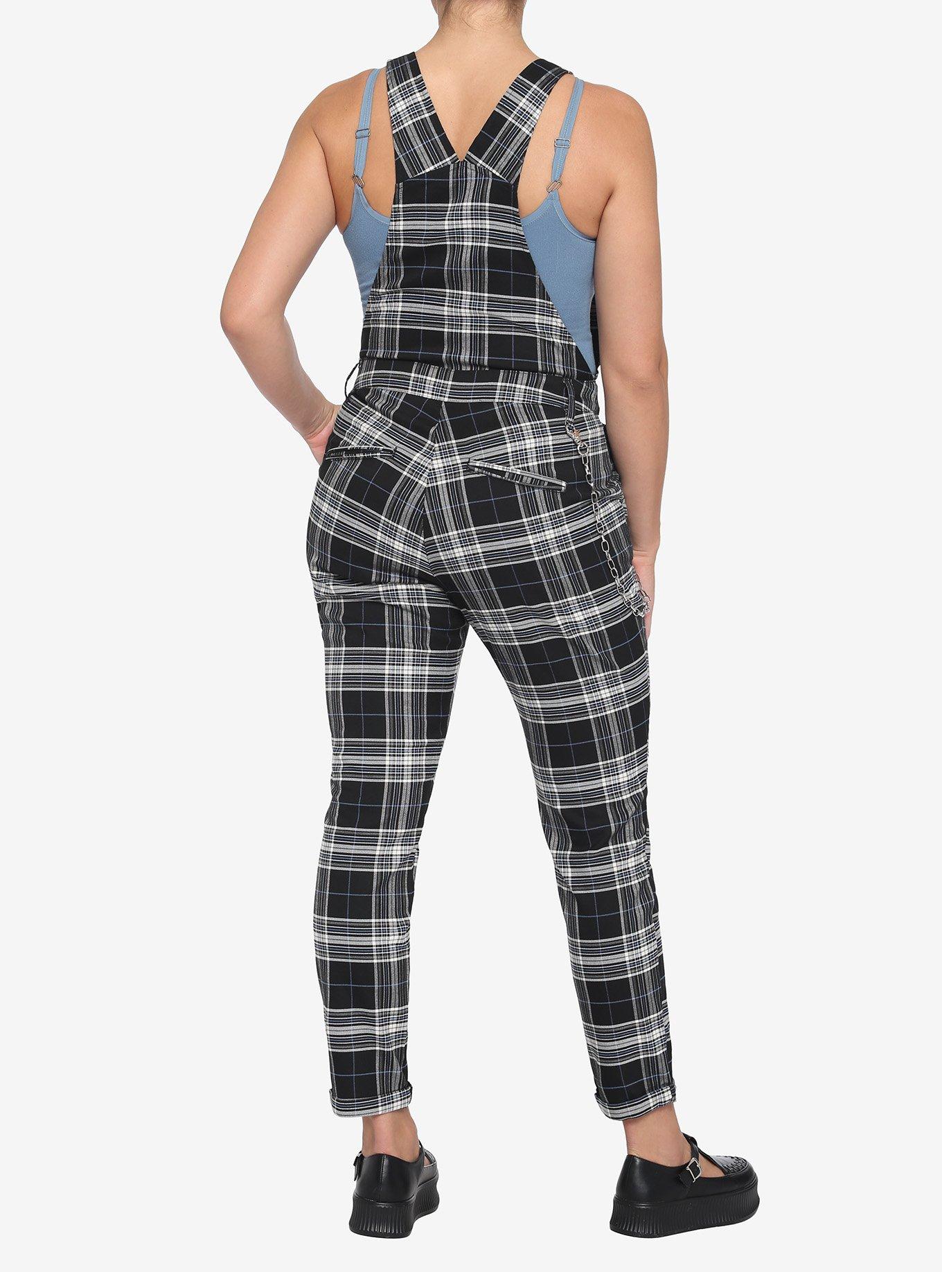 Black & White Plaid Overalls, PLAID, alternate