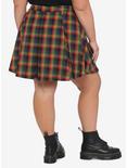 Rainbow Plaid Double Buckle Pleated Skirt Plus Size, RAINBOW, alternate
