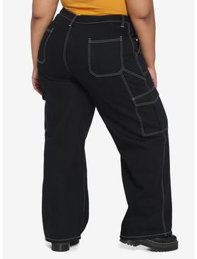 Black & White Stitch Hi-Rise Carpenter Pants Plus Size, , hi-res