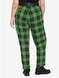 HT Denim Green Plaid Straight-Leg Pants With Buckle Belt Plus Size, PLAID, alternate