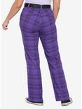 HT Denim Purple Plaid Straight-Leg Pants With Buckle Belt, PLAID, alternate