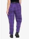 HT Denim Purple Plaid Straight-Leg Pants With Buckle Belt Plus Size, PLAID, alternate
