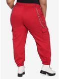 Red Chain Hardware Cargo Jogger Pants Plus Size, RED, alternate