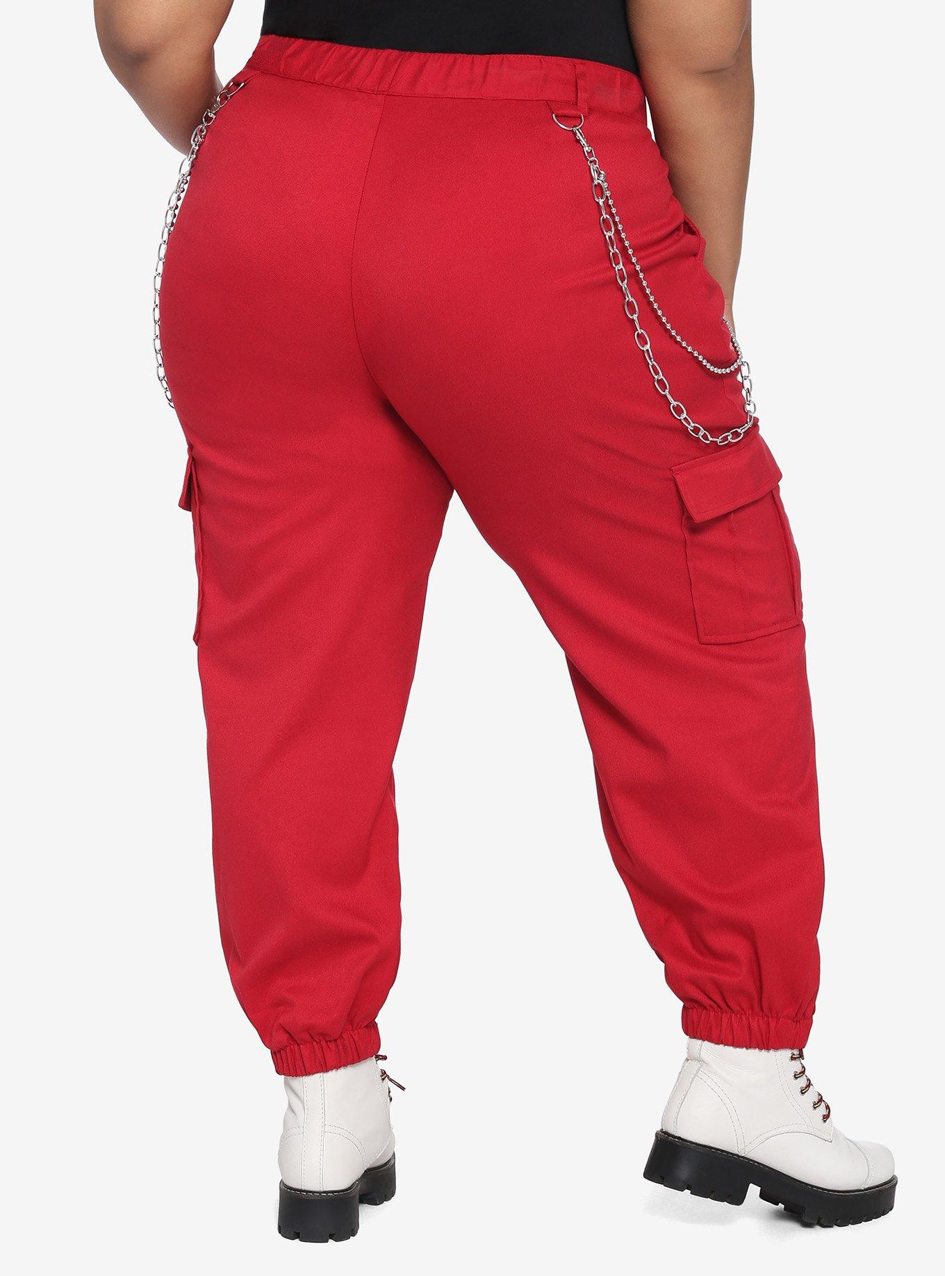 Hot Topic Red Chain Hardware Cargo Jogger Pants Plus Size 0 Nwot