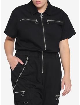 Black Chain Jumpsuit Plus Size, , hi-res