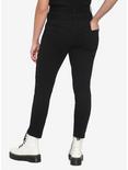 Black Double Grommet Belt Skinny Jeans, BLACK, alternate