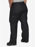 Black Straight Leg Denim Cargo Pants Plus Size, BLACK, alternate