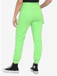 Neon Green Grommet Belt Cargo Jogger Pants, GREEN, alternate