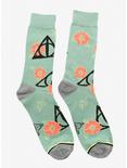 Harry Potter Deathly Hollows Pastel Floral Crew Socks - BoxLunch Exclusive, , alternate