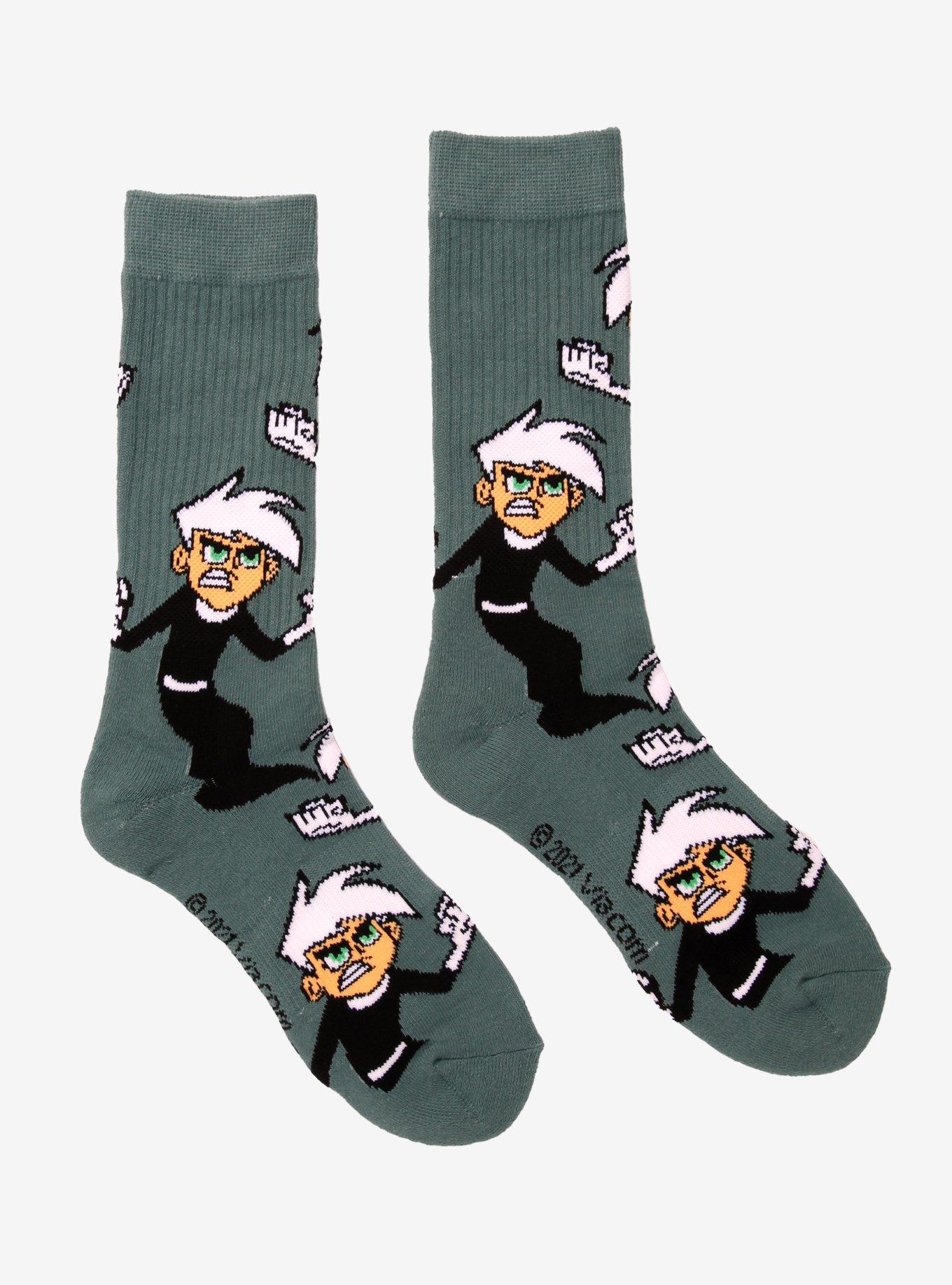 Danny Phantom Allover Print Crew Socks - BoxLunch Exclusive, , alternate