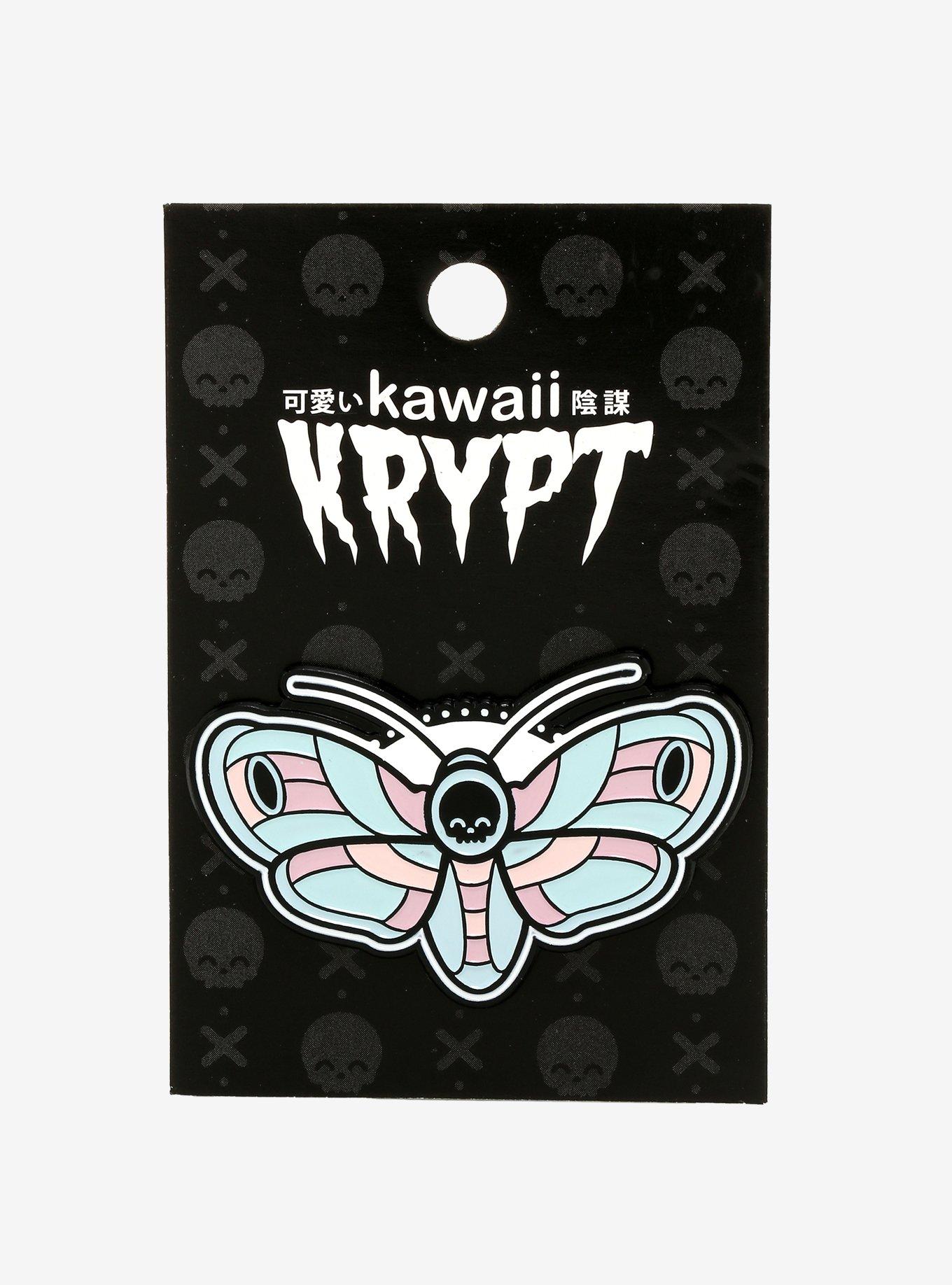 Kawaii Krypt Pastel Moth Enamel Pin, , alternate