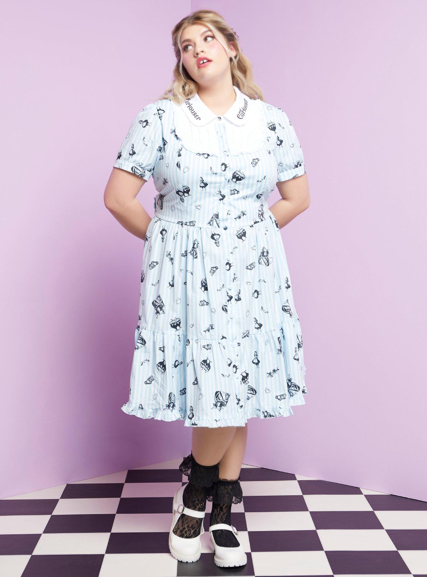 Disney Alice In Wonderland Curiouser & Curiouser Collared Dress Plus Size, MULTI, alternate