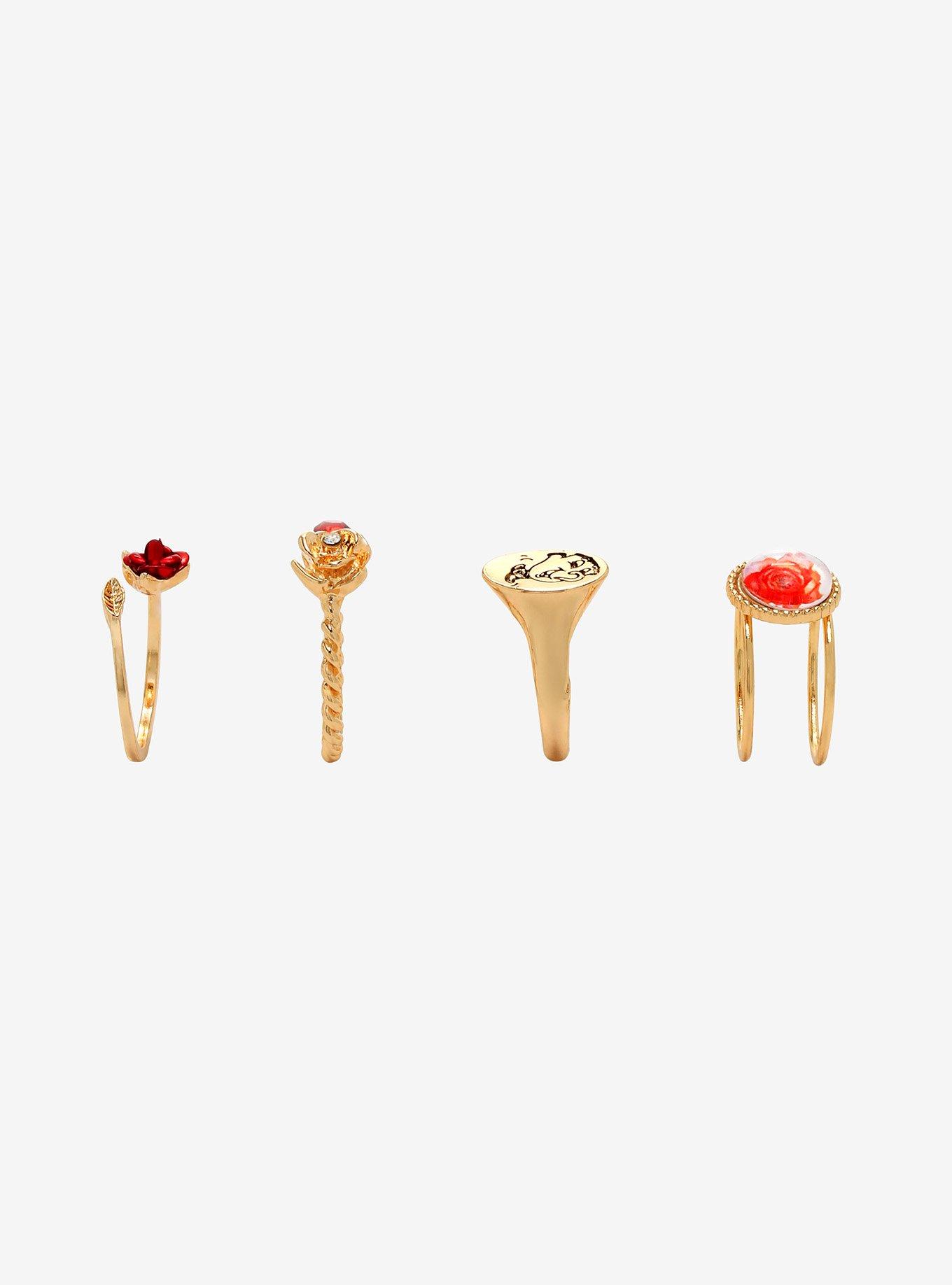 Disney Beauty And The Beast Rose Chip Ring Set, , alternate