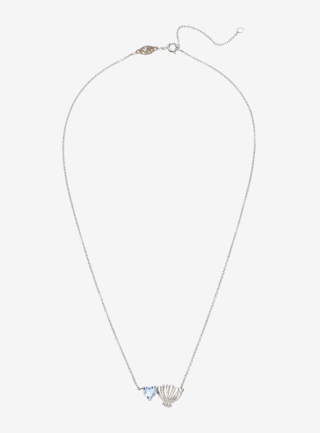 Disney The Little Mermaid Shell & Heart Gem Dainty Necklace, , alternate