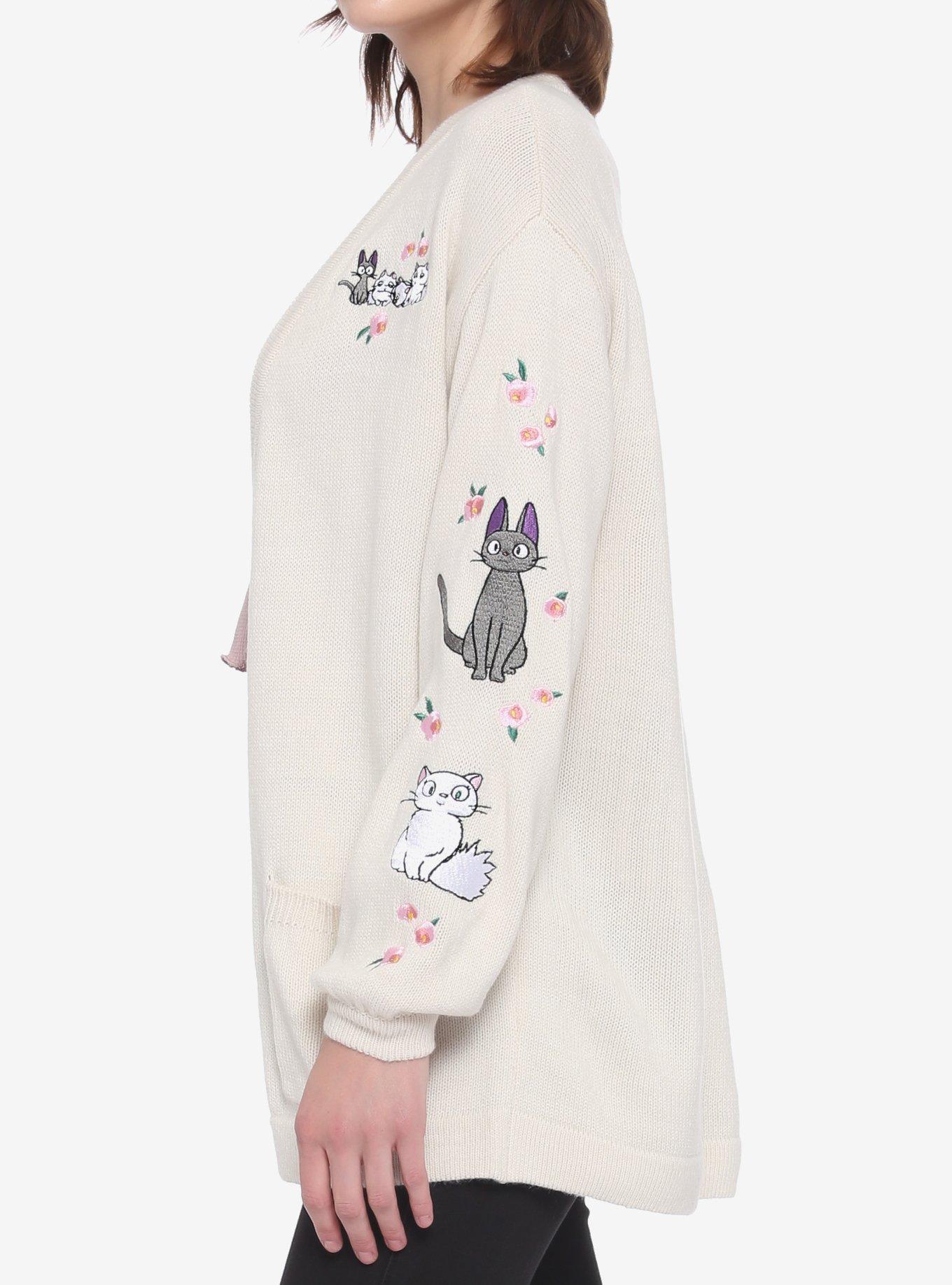 Studio Ghibli Kiki's Delivery Service Jiji & Lily Oversized Girls Open Cardigan, MULTI, alternate