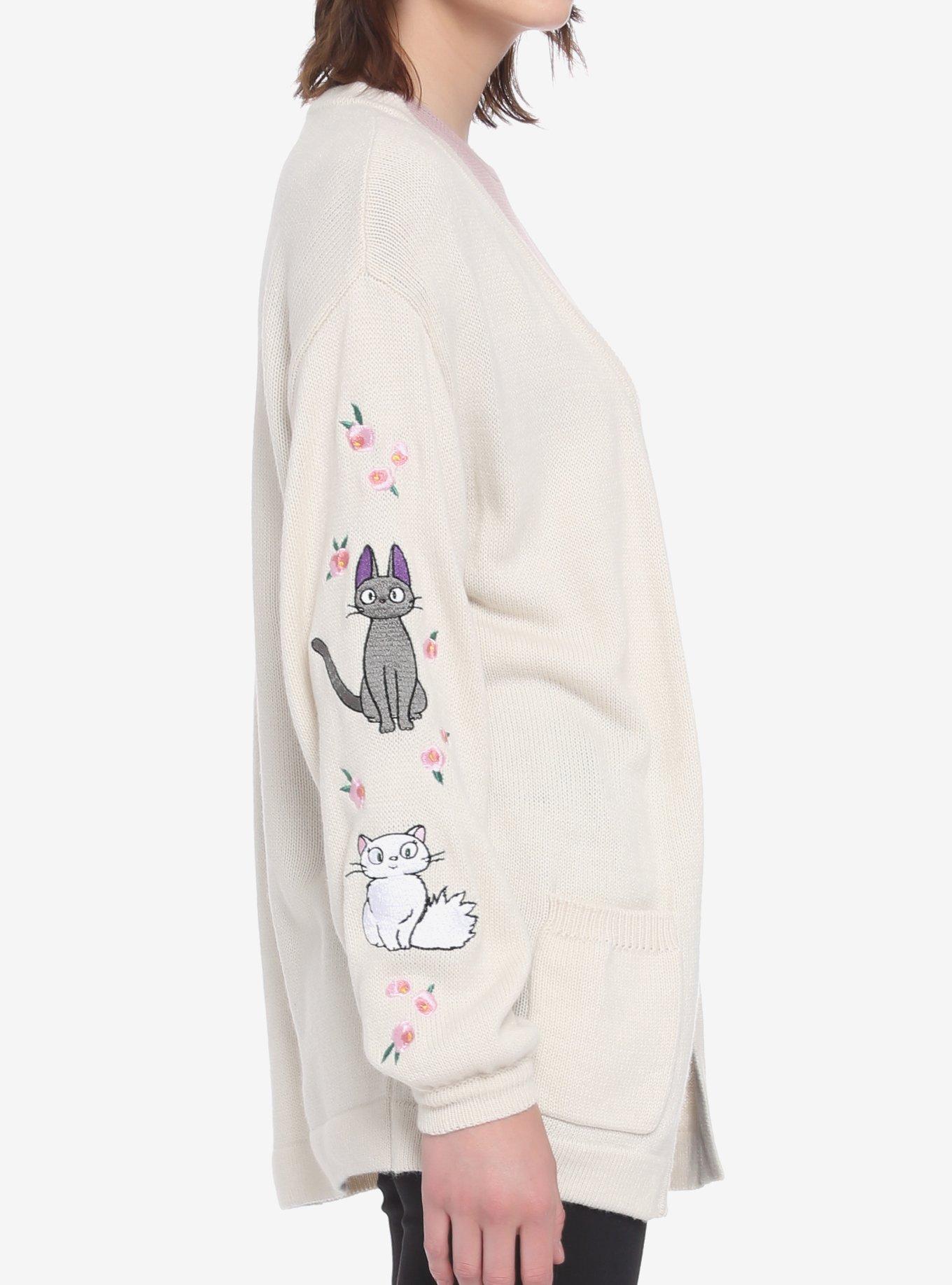 Studio Ghibli Kiki's Delivery Service Jiji & Lily Oversized Girls Open Cardigan, MULTI, alternate