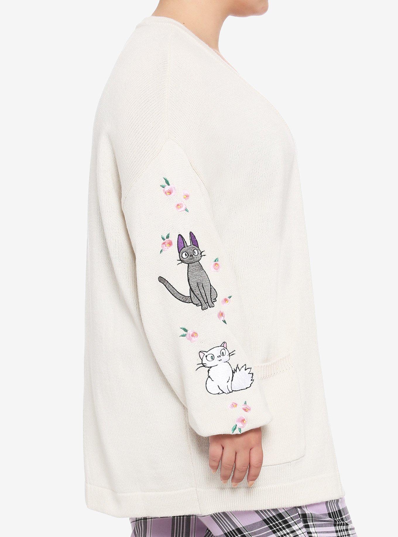 Studio Ghibli Kiki's Delivery Service Jiji & Lily Oversized Girls Open Cardigan Plus Size, MULTI, alternate