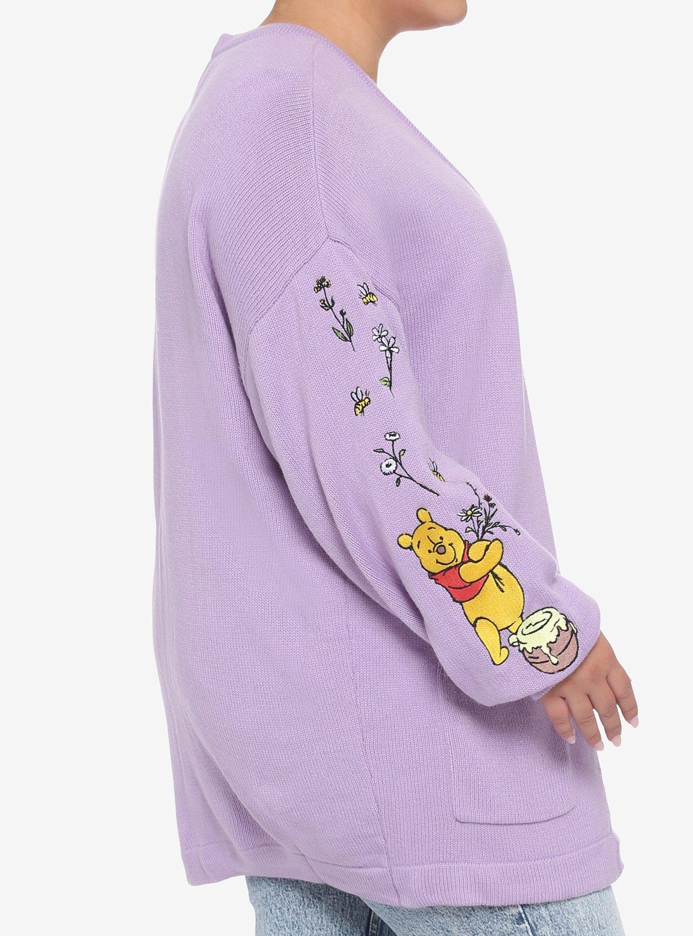 Disney Winnie The Pooh Floral Oversized Girls Open Cardigan Plus Size, MULTI, alternate