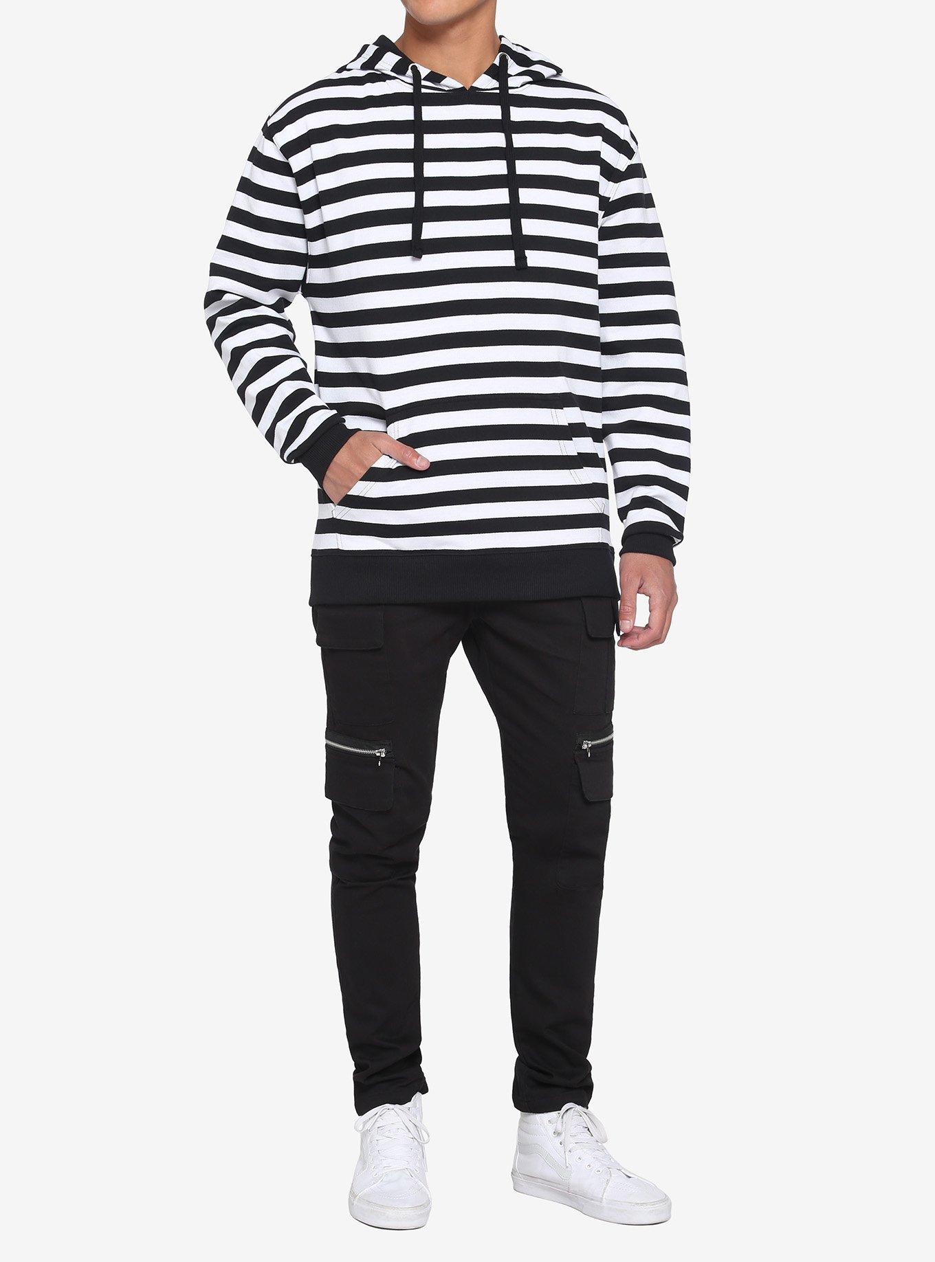 Black & White Stripe Hoodie, STRIPE - MULTI, alternate