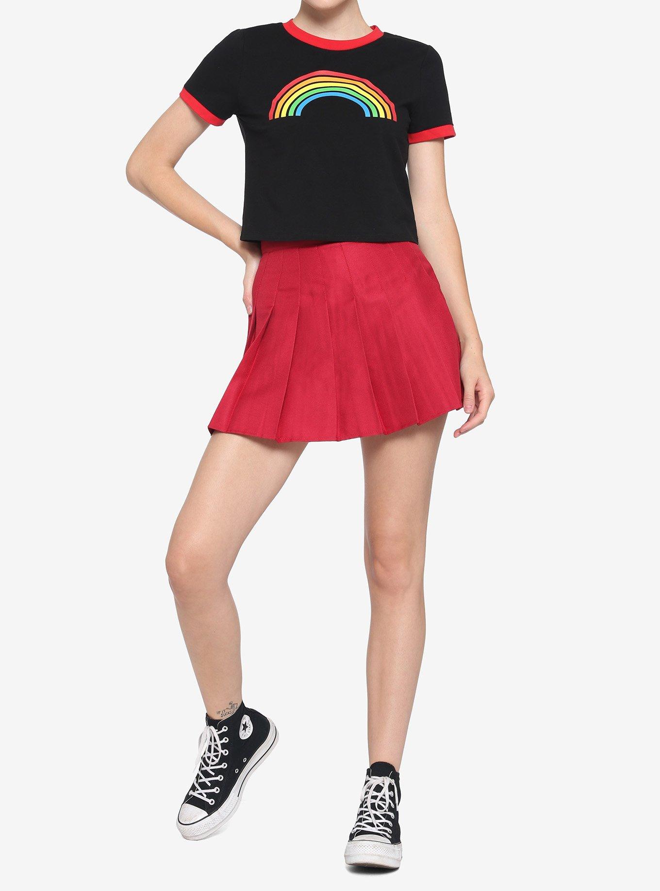 Rainbow Girls Crop Ringer T-Shirt, MULTI, alternate
