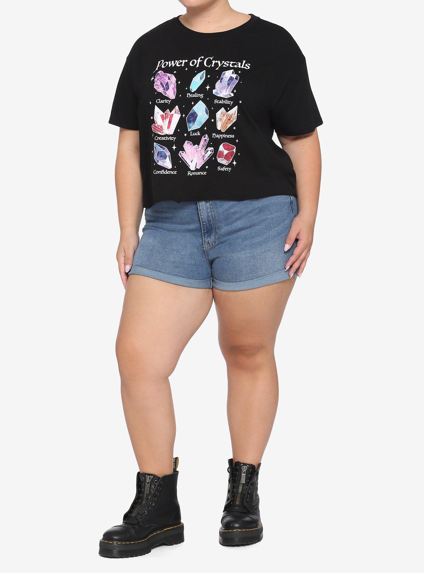 Power Of Crystals Girls Boxy Crop T-Shirt Plus Size, BLACK, alternate