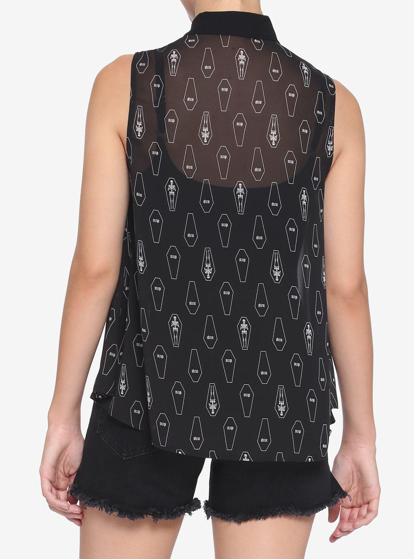Coffin Hi-Low Girls Woven Tank Top, BLACK, alternate