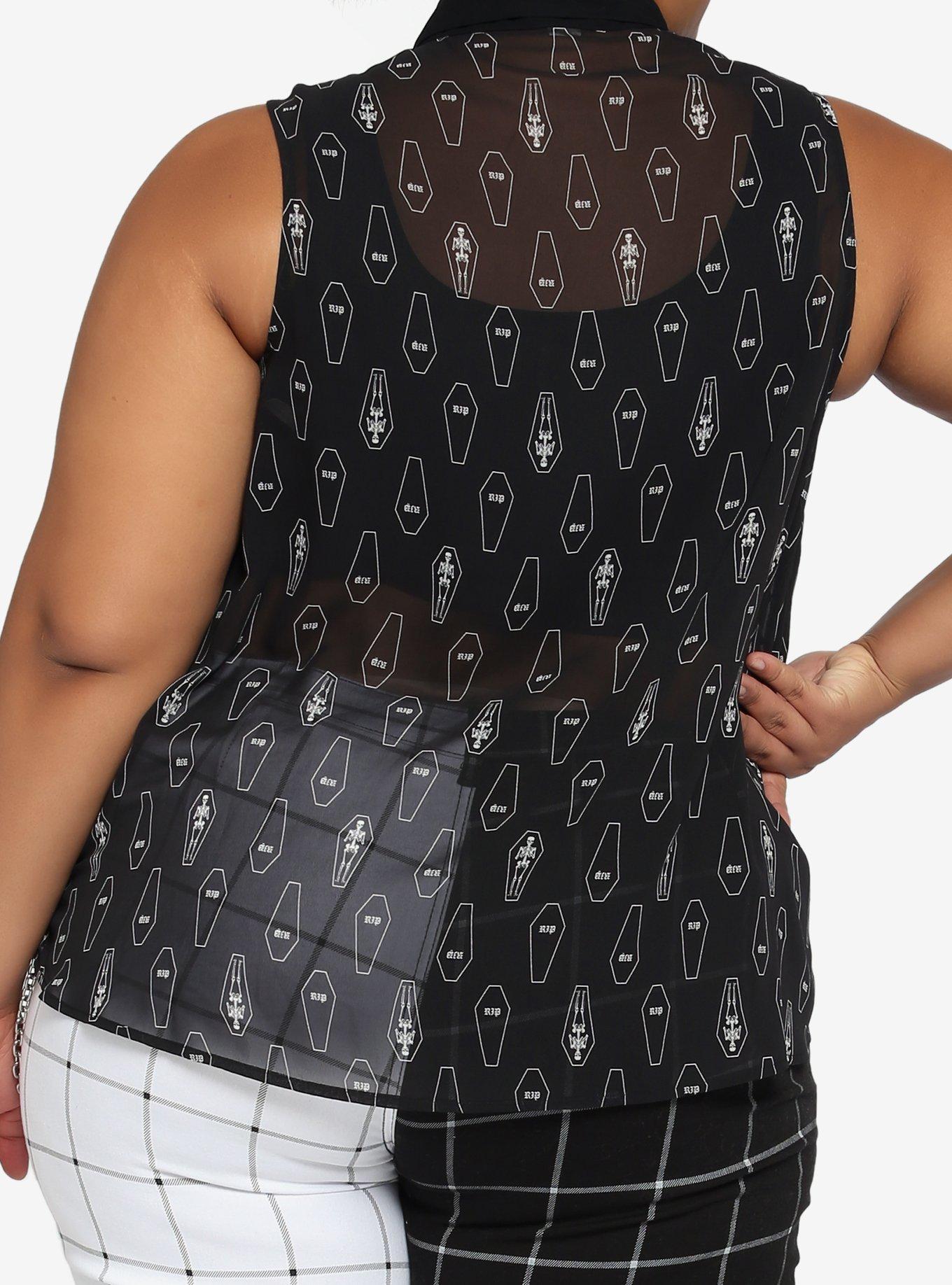 Coffin Hi-Low Girls Woven Tank Top Plus Size, BLACK, alternate