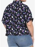 Cosmic Crystal Butterfly Boxy Girls Crop Woven Button-Up Plus Size, MULTI, alternate
