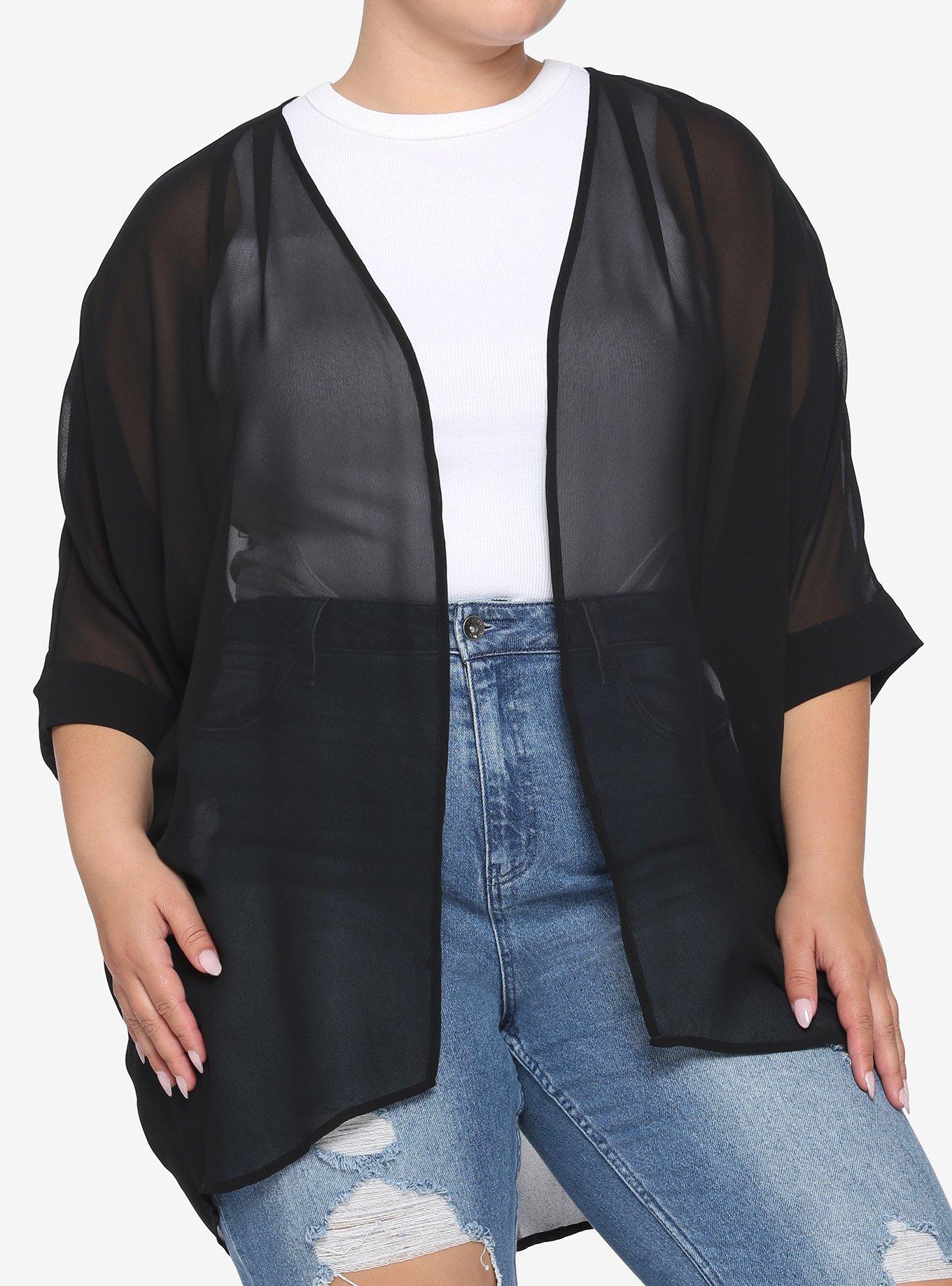 Celestial Crystal Graphic Duster Plus Size, BLACK, alternate - view 2
