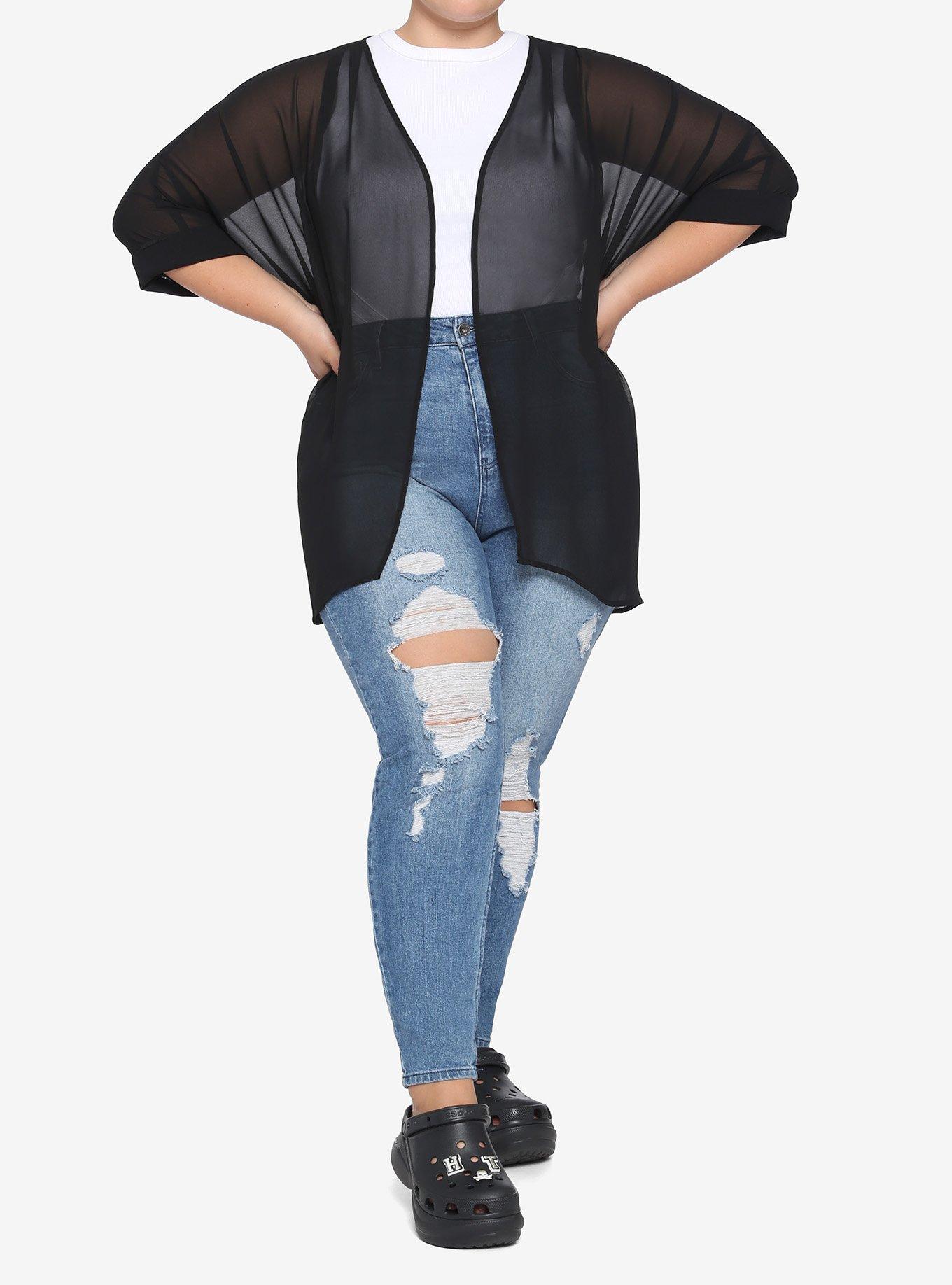 Celestial Crystal Graphic Duster Plus Size, BLACK, alternate - view 3