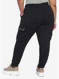 Black Grommet Jogger Pants Plus Size, BLACK, alternate