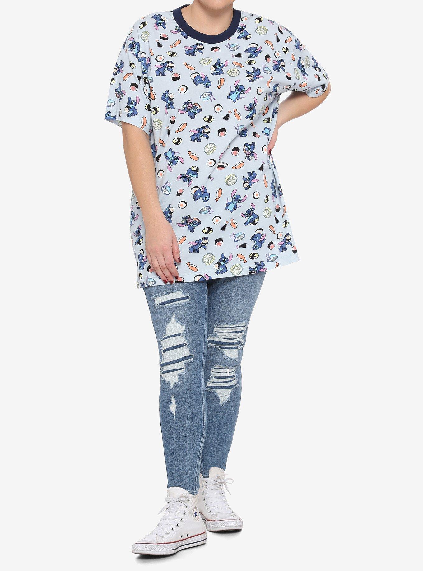 Disney Lilo & Stitch Sushi Print Oversized T-Shirt Plus Size, MULTI, alternate