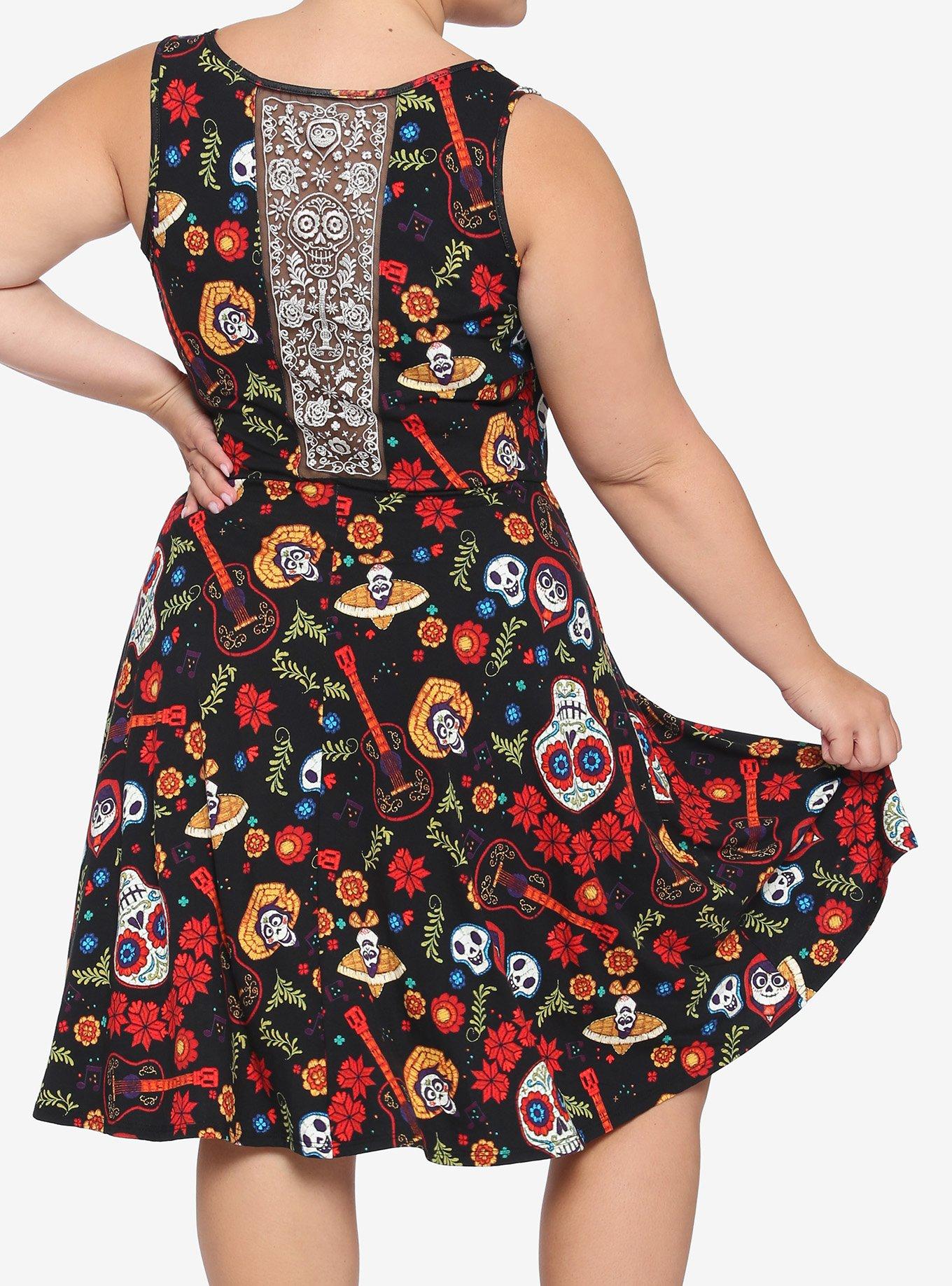 Disney Pixar Coco Floral Lace Back Dress Plus Size, MULTI, alternate
