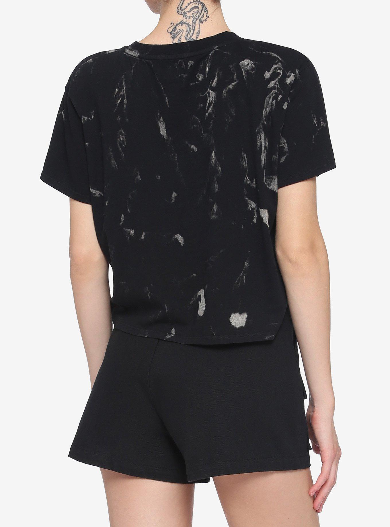 Creature Of The Night Tie-Dye Girls Boxy Crop T-Shirt, BLACK, alternate