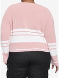 Disney Stitch Stay Weird Embroidered Stripe Girls Knit Sweater Plus Size, MULTI, alternate