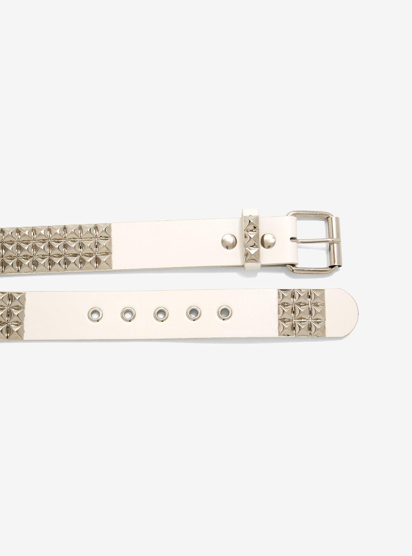 White Pyramid Stud Belt, , hi-res