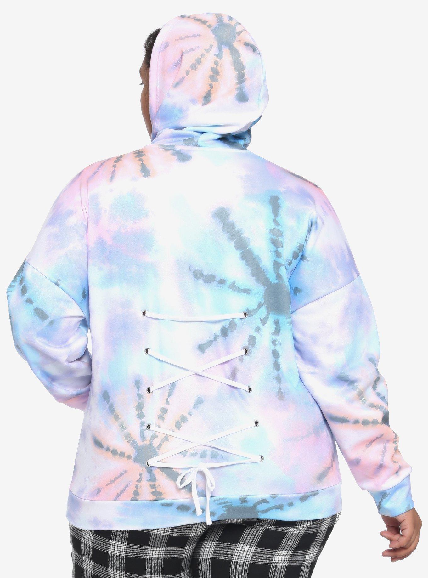 Disney Alice In Wonderland Tie-Dye Lace-Up Girls Hoodie Plus Size, BLUE, alternate